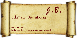 Jóri Barakony névjegykártya